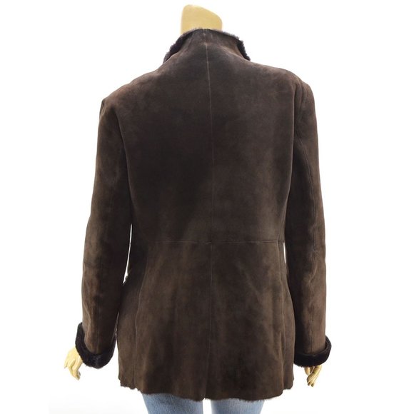 Giorgio Armani Italy Lamb Leather Shearling Jacket Coat Small Size 42 / US 6 - Picture 3 of 7